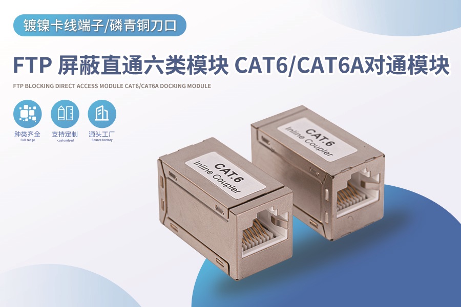 FTP 屏蔽直通六类模块 CAT6/CAT6A对通模块